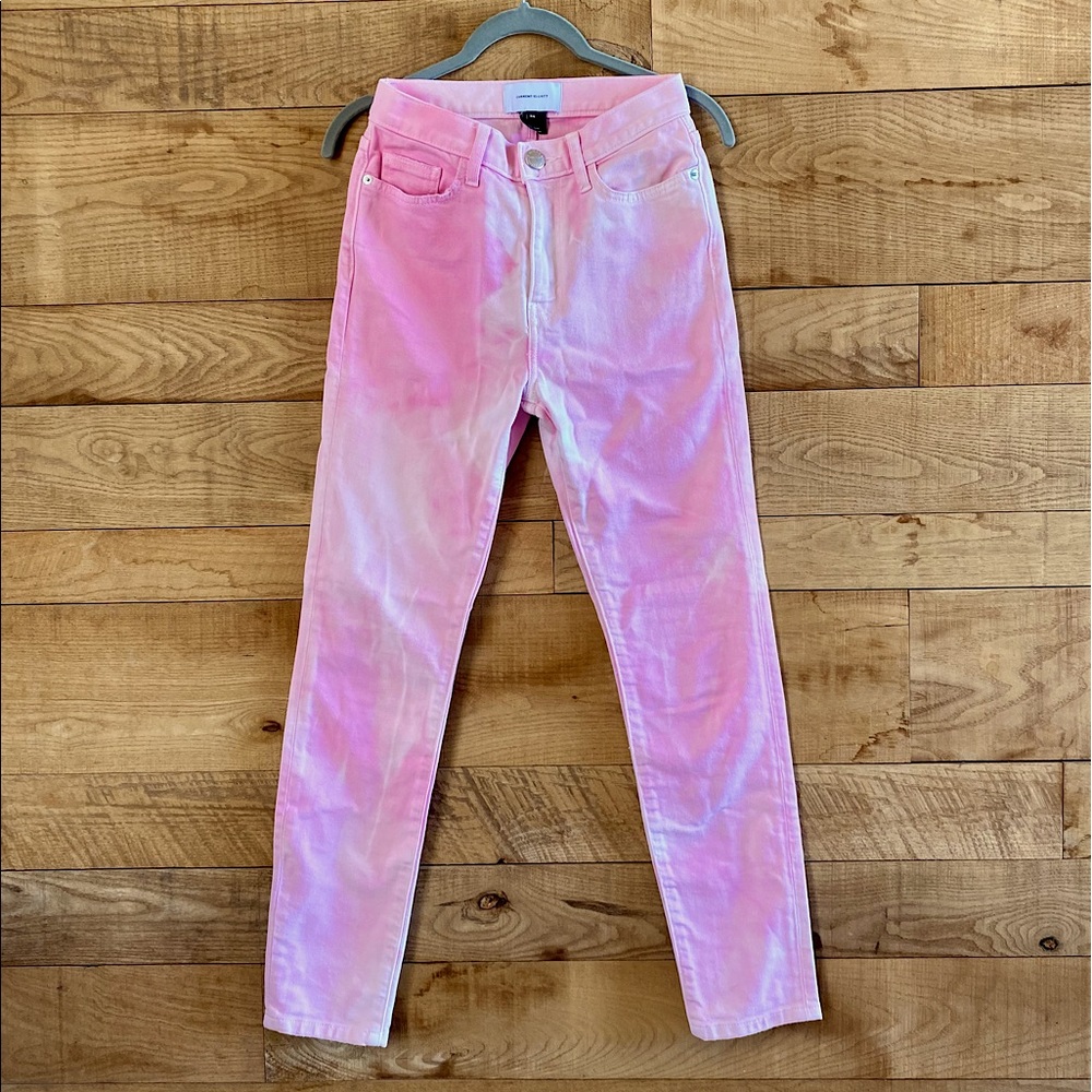 CURRENT ELLIOTT Pink tie dye Ultra High Skinny Jeans (Size 24).